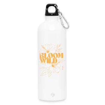 Bloom Wild Floral Typografie Design - Trinkflasche mit Karabiner 750 ml - Weiß - Vorne