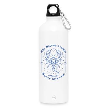 Skorpion Leidenschaft Sternzeichen Geschenk Astrologie Kunst - Trinkflasche mit Karabiner 750 ml - Weiß - Vorne