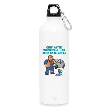 Wildlife accident with fish - Water Bottle with carabiner 750 ml - white - Front
