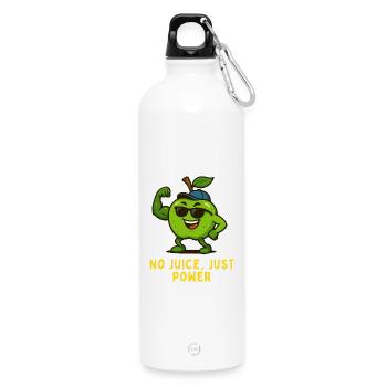 Pomme avec des muscles - Pas de jus, juste de la puissance - Gourde en inox avec mousqueton 750 ml - blanc - Devant