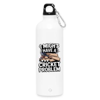 Lustiges Kricket Spruch Vintage Cricket Spiel - Trinkflasche mit Karabiner 750 ml - Weiß - Vorne