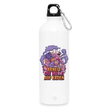 Work stress: hell on earth - Water Bottle with carabiner 750 ml - white - Front