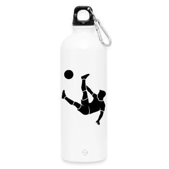 Overhead kick soccer goal scorer vector - Water Bottle with carabiner 750 ml - white - Front