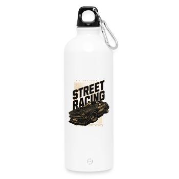 Straßenrennwagen-Print - Trinkflasche mit Karabiner 750 ml - Weiß - Vorne