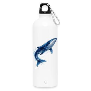 Blauwal Illustration im Sprung  - Trinkflasche mit Karabiner 750 ml - Weiß - Vorne