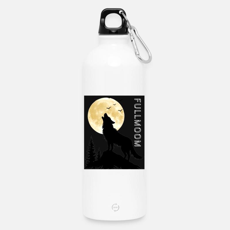 Wolfsgeheul unter Vollmond - Trinkflasche mit Karabiner 750 ml - Weiß