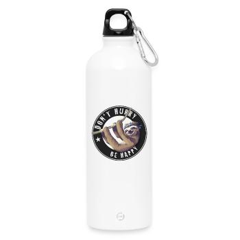 sloth chilling sleep nerd lazy happy teen tired - Water Bottle with carabiner 750 ml - white - Front