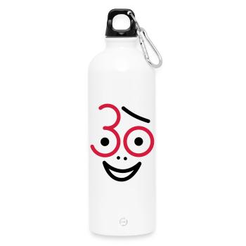 Juhu 30 years! - Water Bottle with carabiner 750 ml - white - Front