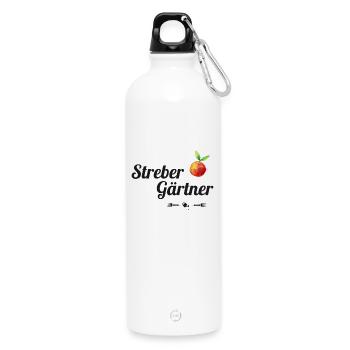 nerd gardener garden plant organic watering can apple - Water Bottle with carabiner 750 ml - white - Front