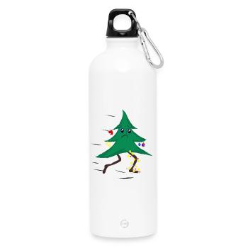 Laufender Weihnachtsbaum - Trinkflasche mit Karabiner 750 ml - Weiß - Vorne