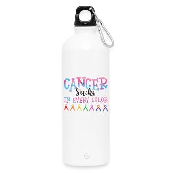 Sensibilisation au cancer Le cancer aspire toutes les couleurs - Gourde en inox avec mousqueton 750 ml - blanc - Devant