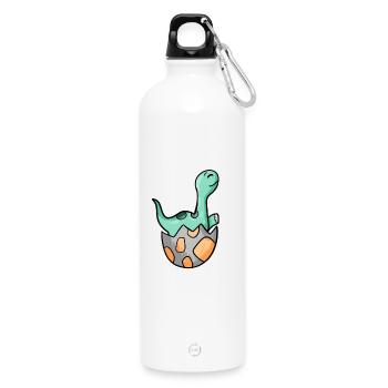 Motif Dino d’oeuf de dinosaure - Gourde en inox avec mousqueton 750 ml - blanc - Devant