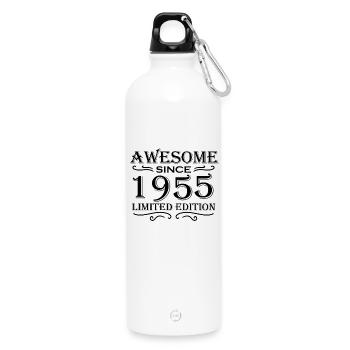 1955 - Born 1955 - Water Bottle with carabiner 750 ml - white - Front