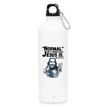 Normal isn't coming back Jesus is.Offenbarung - Trinkflasche mit Karabiner 750 ml - Weiß - Vorne