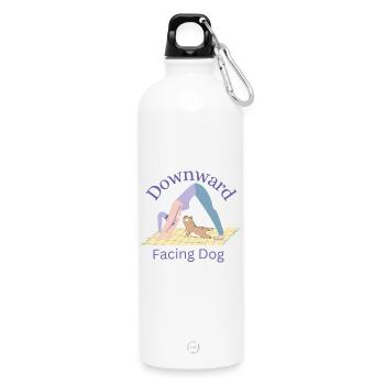 Chien tête en bas - Yoga Tea - Gourde en inox avec mousqueton 750 ml - blanc - Devant