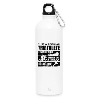 Average triathlete - Water Bottle with carabiner 750 ml - white - Front