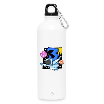 3 years old Young astronaut - Water Bottle with carabiner 750 ml - white - Front
