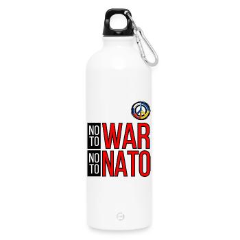NON À LA GUERRE NON À L’OTAN | MARCHE MONDIALE POUR LA PAIX - Gourde en inox avec mousqueton 750 ml - blanc - Devant