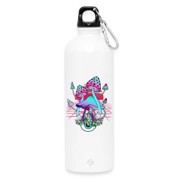 Champignons Psychédéliques - Retro Wave Sunset - Gourde en inox avec mousqueton 750 ml - blanc - Devant