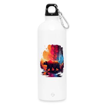 Ours dans les bois coloré - Gourde en inox avec mousqueton 750 ml - blanc - Devant