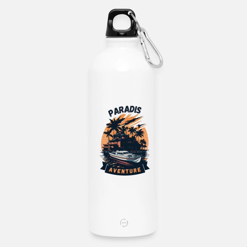 Abenteuer im Paradies - Trinkflasche mit Karabiner 750 ml - Weiß
