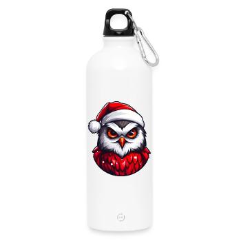 Weihnachtseule im Santa Outfit - Trinkflasche mit Karabiner 750 ml - Weiß - Vorne