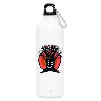 Sunset Horizon Nature Apple Tree Autumn - Water Bottle with carabiner 750 ml - white - Front
