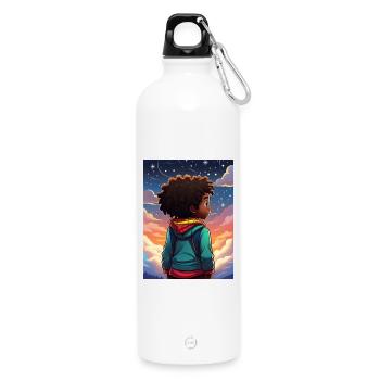 Nachthimmel Abenteuer Kinderdesign - Trinkflasche mit Karabiner 750 ml - Weiß - Vorne