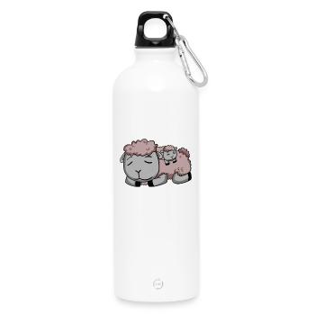 Sheep Family - Sheep with baby - Single parent - Water Bottle with carabiner 750 ml - white - Front