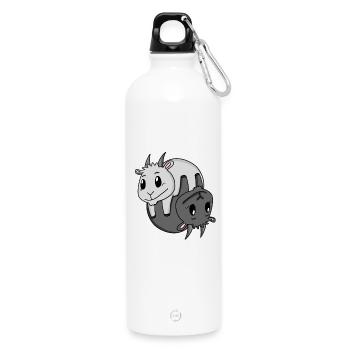 Yin Yang Zeichen Ziege - Trinkflasche mit Karabiner 750 ml - Weiß - Vorne