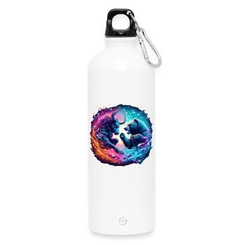 Stock market trading bull vs. bear - Water Bottle with carabiner 750 ml - white - Front