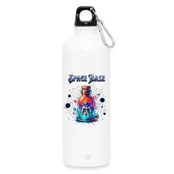 Weltraumflasche – Astronaut im Neonglas - Trinkflasche mit Karabiner 750 ml - Weiß - Vorne