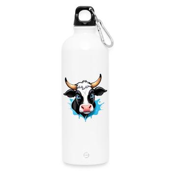 Vache dans le style bande dessinée - Gourde en inox avec mousqueton 750 ml - blanc - Devant