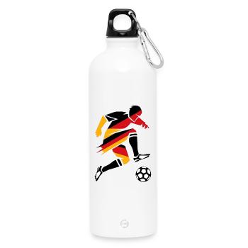 German Football Fan Rebel Illustration - Water Bottle with carabiner 750 ml - white - Front