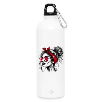 femme turque élégante avec design de drapeau turc - Gourde en inox avec mousqueton 750 ml - blanc - Devant