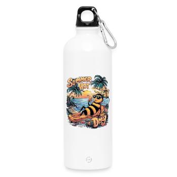 Journée de détente estivale des abeilles - Gourde en inox avec mousqueton 750 ml - blanc - Devant