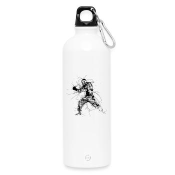 Kickboxer Sketch - Water Bottle with carabiner 750 ml - white - Front