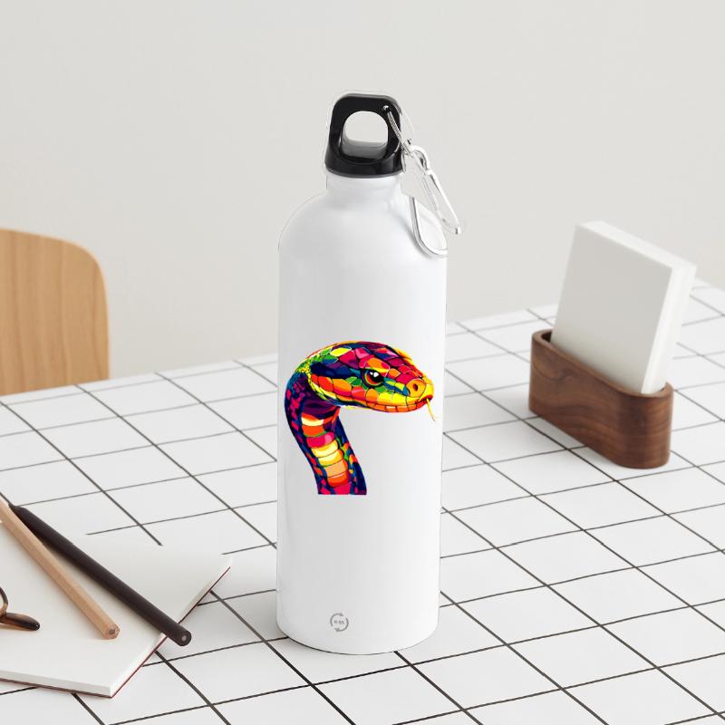 Serpent Python Cobra Mamba Serpent à sonnettes Serpent Gourde en inox avec mousqueton 750 ml