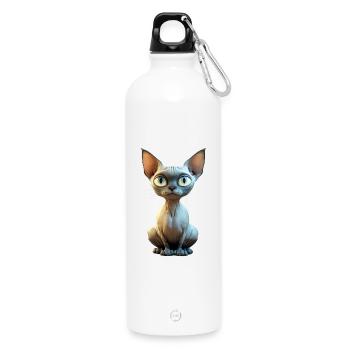 Sphynx Katze Sphynxkatze Canadian Cat Süße Sphinx - Trinkflasche mit Karabiner 750 ml - Weiß - Vorne