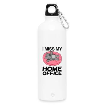 Home Office Spruch lustig - Trinkflasche mit Karabiner 750 ml - Weiß - Vorne