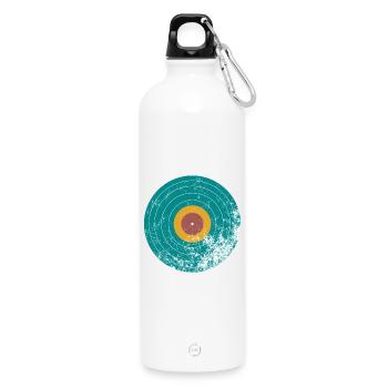 Disque vinyle Vintage Retro - Gourde en inox avec mousqueton 750 ml - blanc - Devant