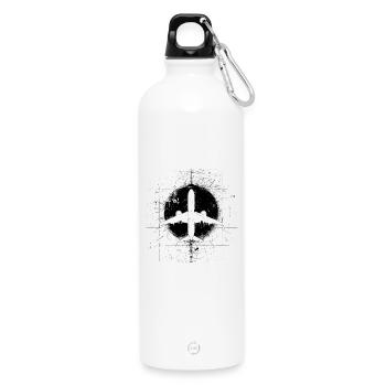 Airplane Drawing - Water Bottle with carabiner 750 ml - white - Front