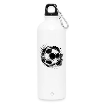 Soccer - Water Bottle with carabiner 750 ml - white - Front