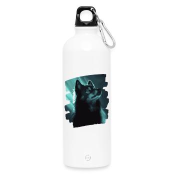 Finnish Lapphund - Water Bottle with carabiner 750 ml - white - Front
