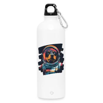 Rottweiler Astronaut - Trinkflasche mit Karabiner 750 ml - Weiß - Vorne