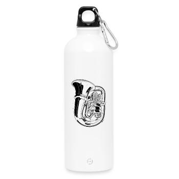 Tuba Drawing - Water Bottle with carabiner 750 ml - white - Front