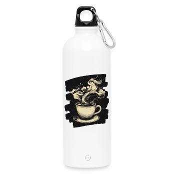 Kaffee Coffee Kaffeeliebhaber - Trinkflasche mit Karabiner 750 ml - Weiß - Vorne