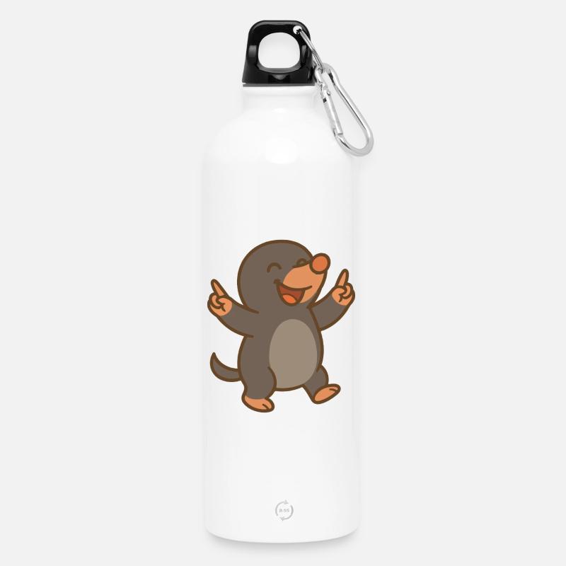 Tanzender Maulwurf - Trinkflasche mit Karabiner 750 ml - Weiß