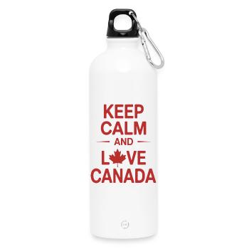 Canadian Love Heart Design - Water Bottle with carabiner 750 ml - white - Front