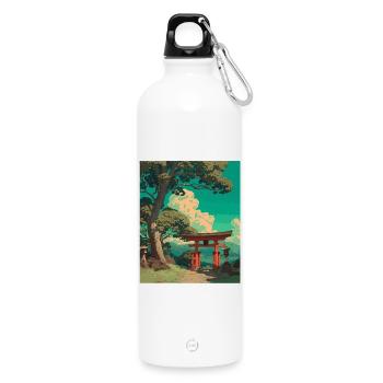 Ruhige japanische Torii-Tor-Landschaft - Trinkflasche mit Karabiner 750 ml - Weiß - Vorne